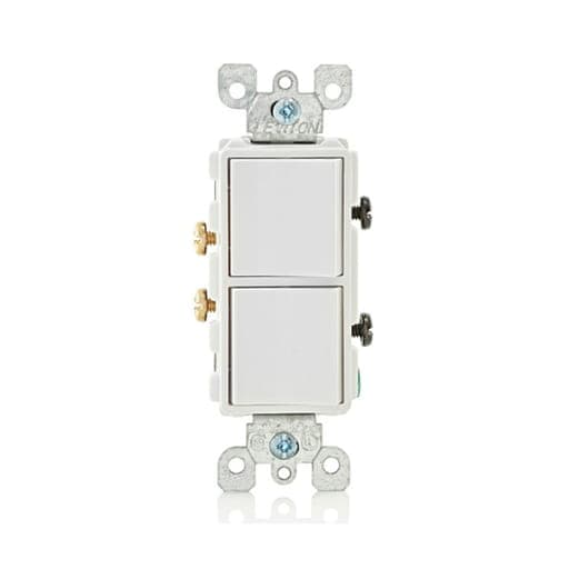 Interruptor doble decora L/T LEVITON 5634-W · 15A 250V blanco