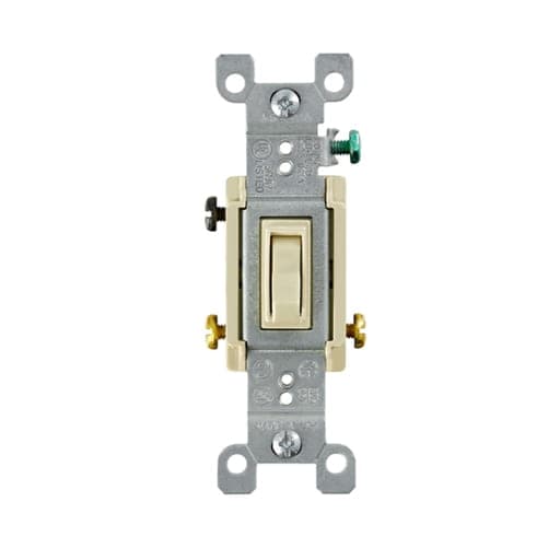 Interruptor simple de palanca LEVITON 1453-2I · D/3 conmutación 15A L/T 120V marfil
