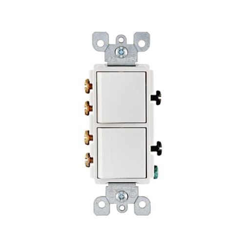 Interruptor doble decora LEVITON 5643-W · D/3 conmutación 15A 250V blanco