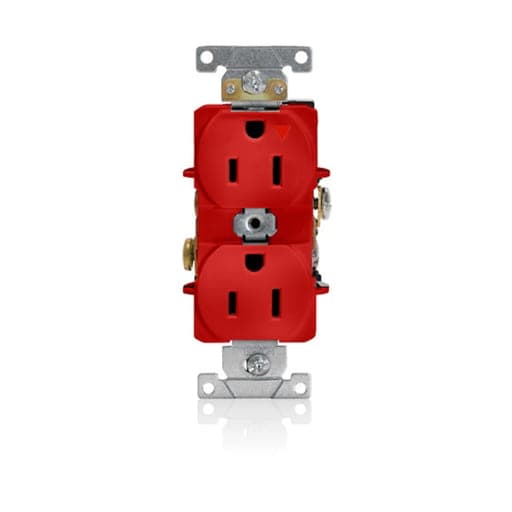 Toma doble empotrable G/INDUSTRIAL tierra aislada LEVITON 5262-IGR · 2x15A L/T 125V rojo