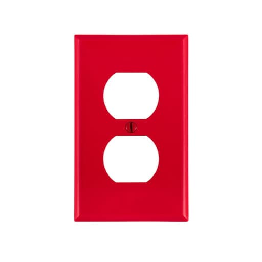 Placa doble nylon para tomacorriente LEVITON 80703-R · rojo