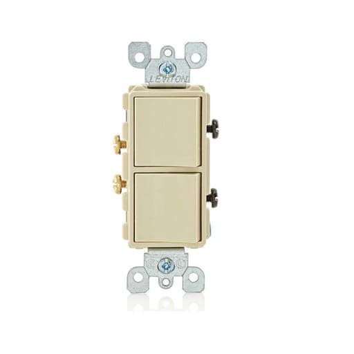 Interruptor doble decora LEVITON 5634-I · 15A 250V marfil