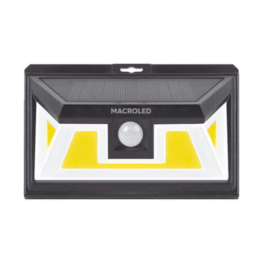 Imagen referencial de la serie: Aplique LED solar de pared MACROLED ASPSM-5W-IP65-CW · 5W con sensor de movimiento luz fría 6500K IP65