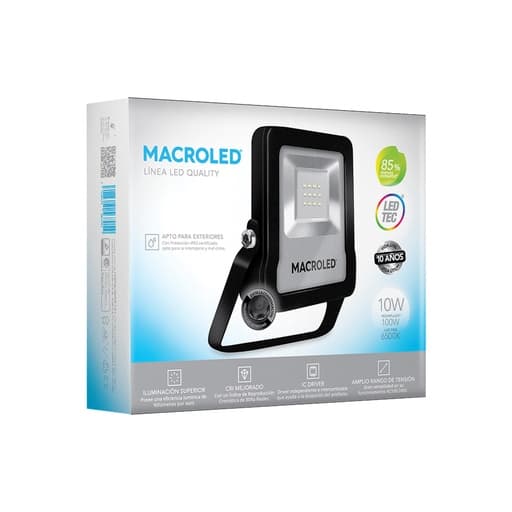 Imagen referencial de la serie: Reflector LED MACROLED FLSV2-10CW · negro pro 10W 100-240VAC luz fría 6500K IK08 IP65