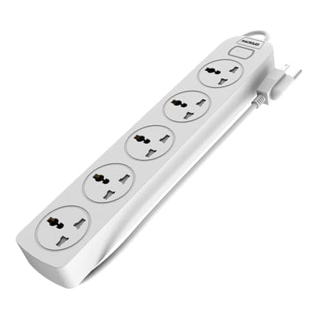 Imagen referencial de la serie: Supresor múltiple MACROLED SX5B-1.5M · 5 tomas, blanco, 1.5m de cable 3x0.75mm, 250V, 10A, 250