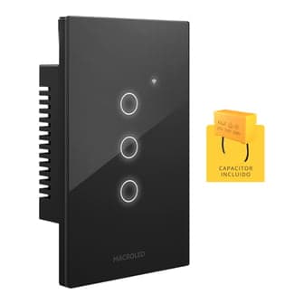 Placa interruptor táctil smart MACROLED ROMA-S-3CH-N · negro 3 canales 90-250VAC max 10A