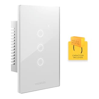Placa interruptor táctil smart MACROLED ROMA-S-3CH-B · blanco 3 canales 90-250VAC max 10A