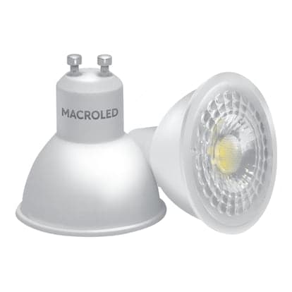 Imagen referencial de la serie: Dicroico LED eco MACROLED PAR16-PVCB-7W-38D-WW · MR16 7W 100-240VAC luz cálida 2700K 38° GU10