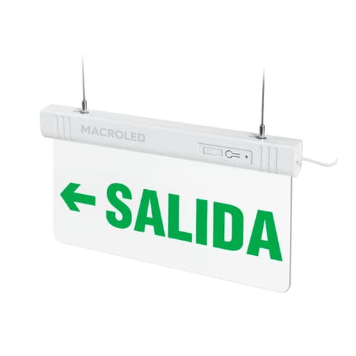 Letrero LED autónomo MACROLED CSL-SAL-IZQ-A · 3HORAS-1W de salida de emergencia LUMINOSO-PE