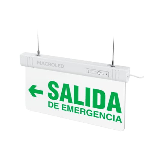 Letrero LED autónomo MACROLED CSL-EME-IZQ-A · 3HORAS-1W de salida de emergencia LUMINOSO-PE