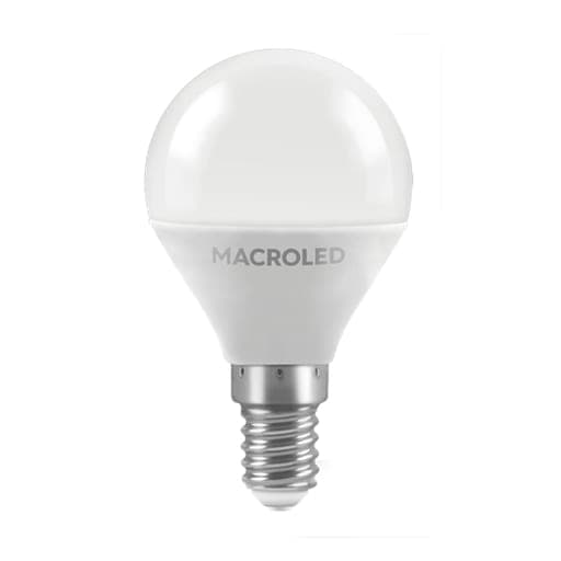 Imagen referencial de la serie: Bulbo MACROLED G45-6-E14-CW · G45 6W E14 AC180-240V frio 6500K