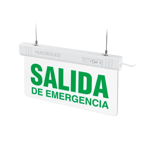 Letrero LED autónomo MACROLED CSL-EMERGENCIA-A · 3HORAS-1W de salida de emergencia LUMINOSO-PE