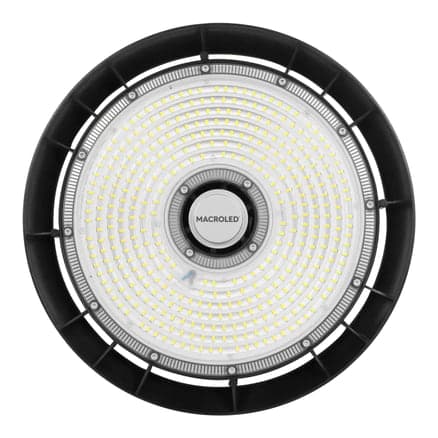 High bay LED MACROLED SHB-200W-90D-857-CW · 200W 120-265VAC luz fría 5700K IK08 IP65 150lm/W F.P.0.9