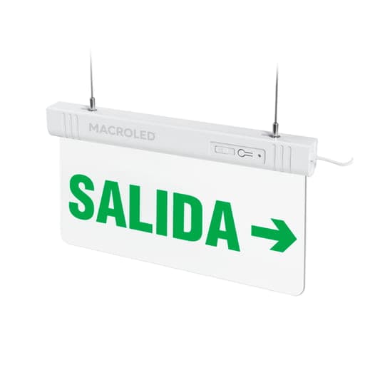 Letrero LED autónomo MACROLED CSL-SAL-DER-A · 3HORAS-1W de salida de emergencia LUMINOSO-PE