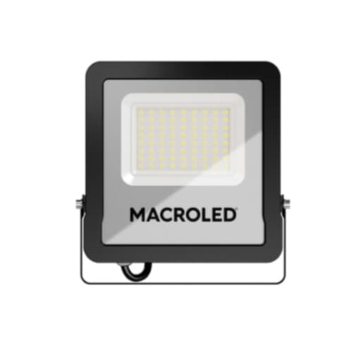 Reflector LED MACROLED PFL-50W-110D-857-CW · negro pro 50W 100-277VAC luz fría 5700K, 160lm/W, IK08, IP66