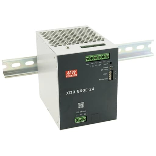 Fuente de alimentación para riel DIN MEAN WELL XDR-960E-24 · 960W 24VDC 40A in 180-550VAC (Serie E)