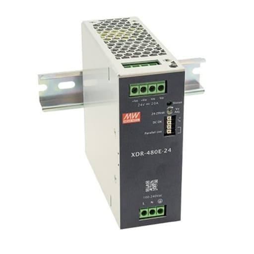 Fuente de alimentación para riel DIN MEAN WELL XDR-480E-36 · 480W 36VDC 13.33A in 85-264VAC (Serie E)