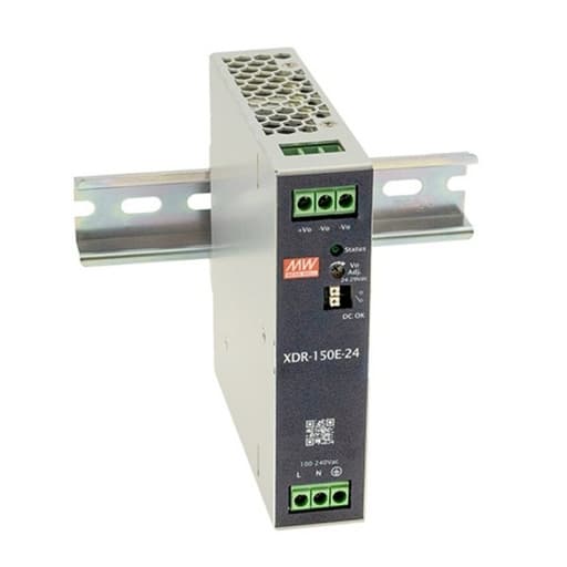 Imagen referencial de la serie: Fuente de alimentación para riel DIN MEAN WELL XDR-150E-24 · 150W 24VDC 6.25A in 85-264VAC (Serie E)