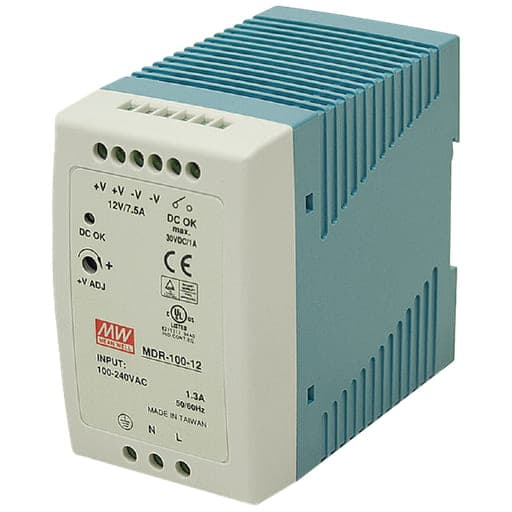 Fuente de alimentación estabilizada MEAN WELL MDR-100-12 · 100-240VAC/12VDC 100W 8A