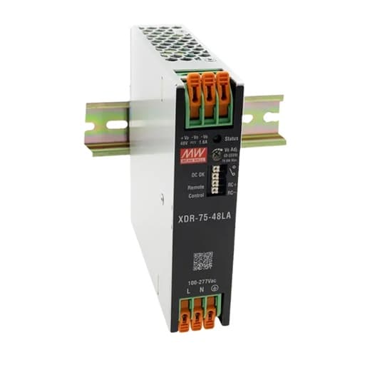 Fuente de alimentación para riel DIN MEAN WELL XDR-75-12 · 75W 12VDC 6.25A in 85-264VAC