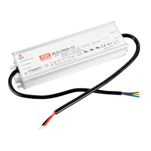 Fuente de alimentación MEAN WELL HLG-240H-12A · 192W 12V 16A 90-305VAC IP65 rated
