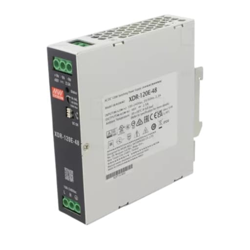 Fuente de alimentación para riel DIN MEAN WELL XDR-120E-48 · 120W 48VDC 2.5A in 85-264VAC (Serie E)