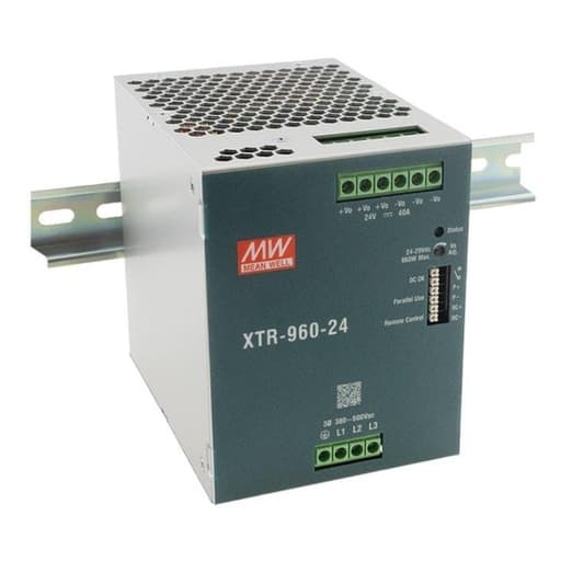 Imagen referencial de la serie: Fuente de alimentación para riel DIN MEAN WELL XTR-960-24 · 960W 24VDC 40A in 180-550VAC