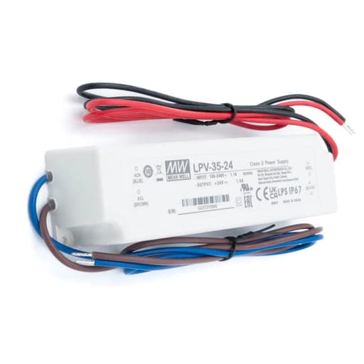 Fuente de alimentación para LED MEAN WELL LPV-35-24 · 35W 24VDC 1.46A in 90-264VAC IP67 Constant volta