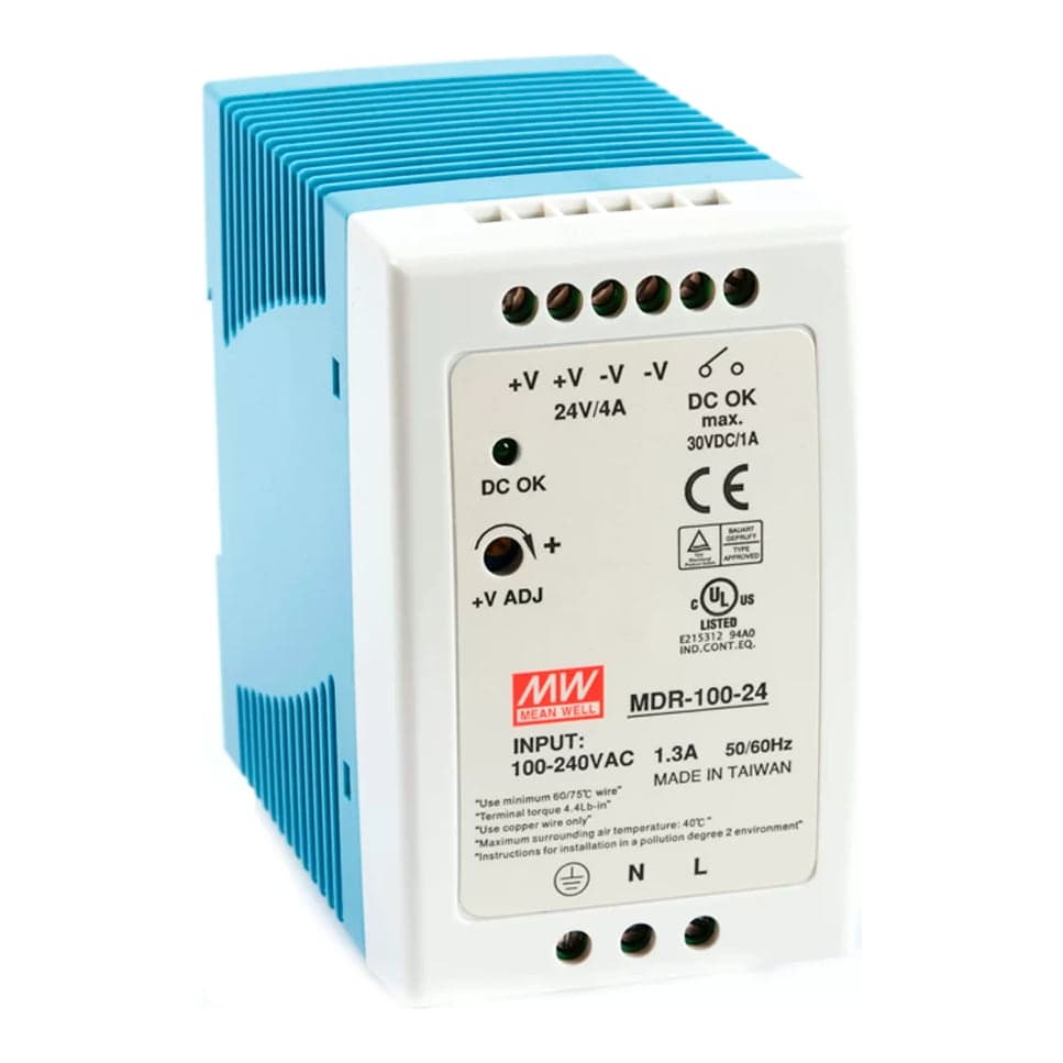 Fuente de alimentación para riel DIN MEAN WELL MDR-100-24 · 100W 24VDC 4A