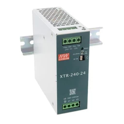 Imagen referencial de la serie: Fuente de alimentación para riel DIN MEAN WELL XTR-240-24 · 240W 24VDC 10A in 85-264VAC