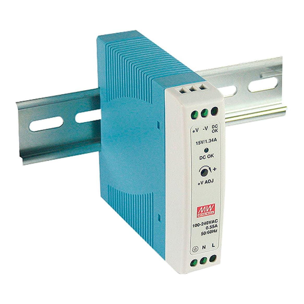 Fuente de alimentación para riel DIN MEAN WELL MDR-20-12 · 20W 12VDC 1.7A