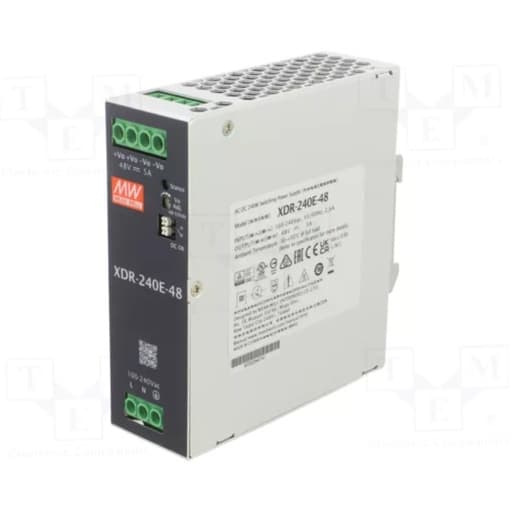 Imagen referencial de la serie: Fuente de alimentación para riel DIN MEAN WELL XDR-240E-48 · 240W 48VDC 5A in 85-264VAC (Serie E)