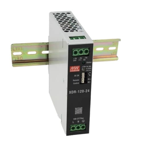 Fuente de alimentación para riel DIN MEAN WELL XDR-120-24 · 120W 24VDC 5A in 85-264VAC