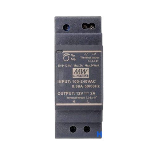 Fuente de alimentación para riel DIN MEAN WELL HDR-30-12 · ultra slim 30W 12VDC 2.5A in 85-264VAC