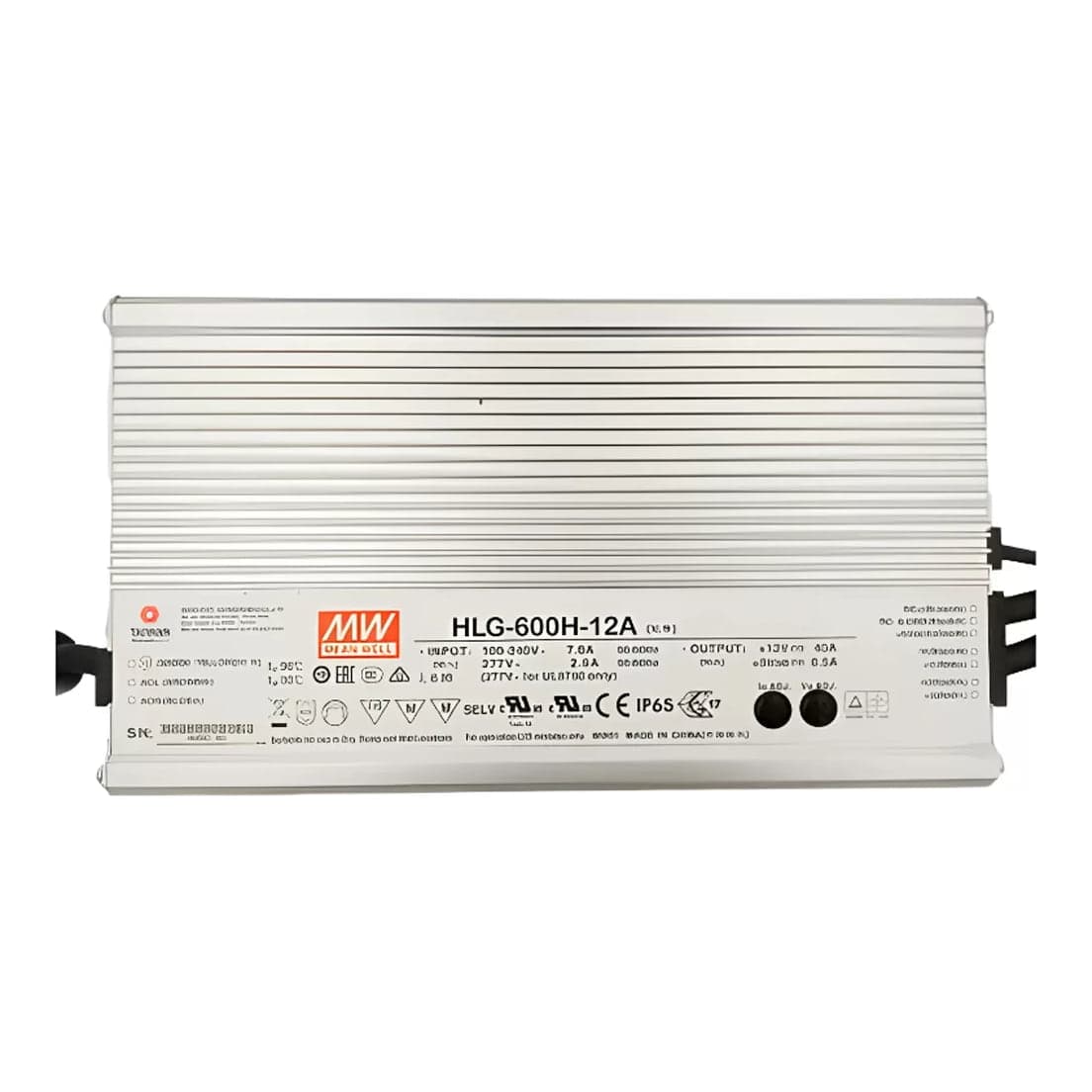 Fuente de alimentación para LED MEAN WELL HLG-600H-12A · 480W 12VDC 40A · IP65