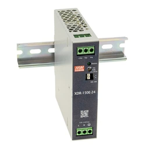 Fuente de alimentación para riel DIN MEAN WELL XDR-150E-48 · 150W 48VDC 3.12A in 85-264VAC (Serie E)