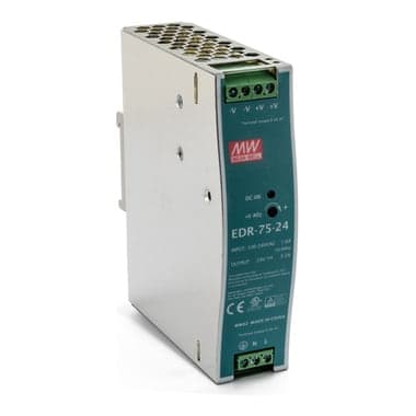Fuente de alimentación para riel DIN MEAN WELL EDR-75-24 · 76.8W 24VDC 3.2A EN55022 class A