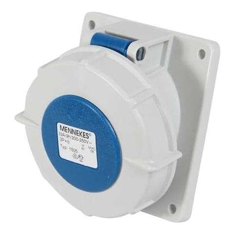 Toma empotrable MENNEKES 1505 · 32A 3P+T 250V azul 9H IP67