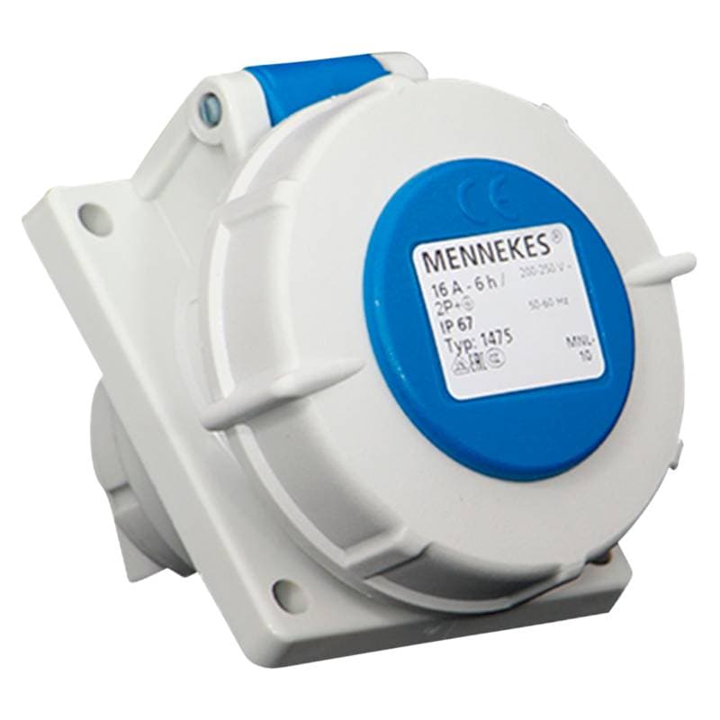 Toma empotrable MENNEKES 1708 · 16A 2P+T 250V 6H azul (Amaxx) IP67