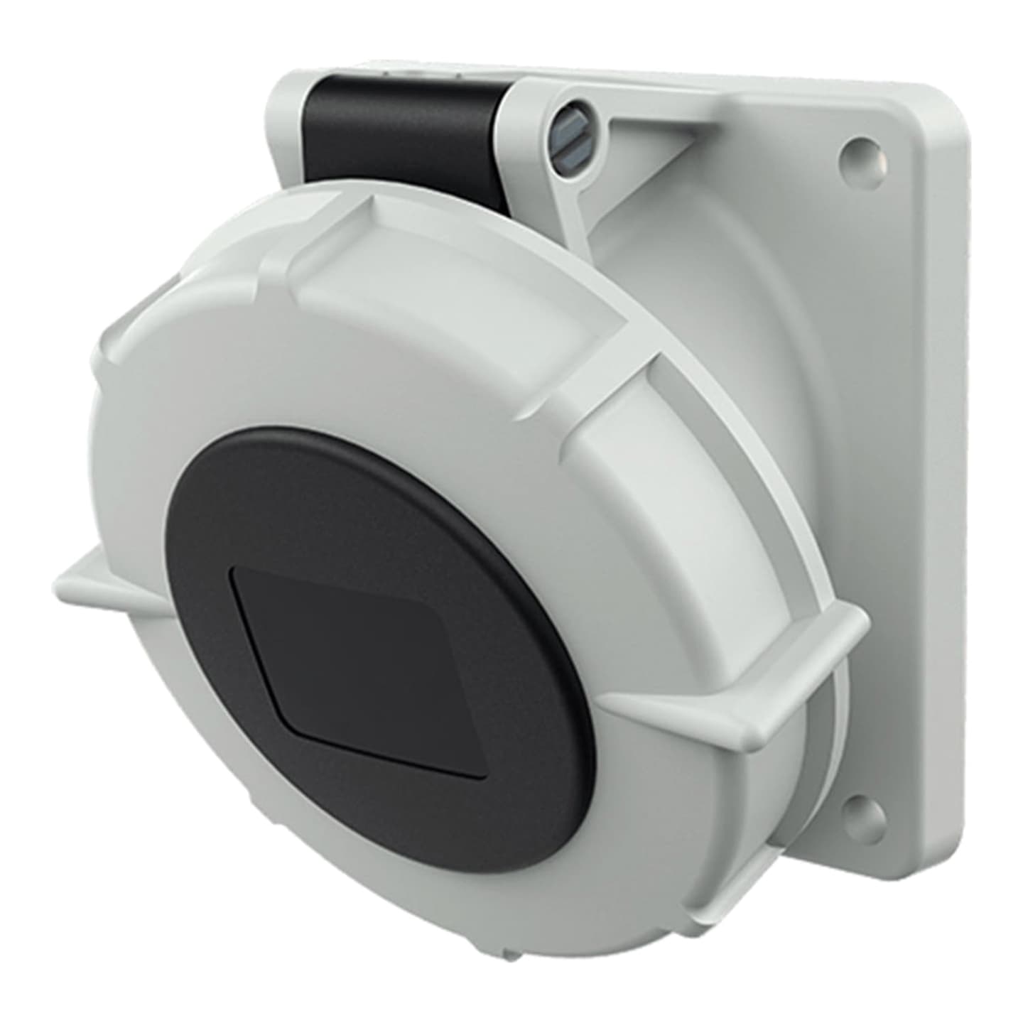 Toma empotrable MENNEKES 3256 · 32A 3P+T 500V negro 7H IP67 con medidas del marco homogén