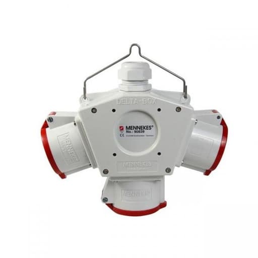 Toma triple aéreo MENNEKES 90839 · 32A 3P+N+T 415V rojo 6H IP44