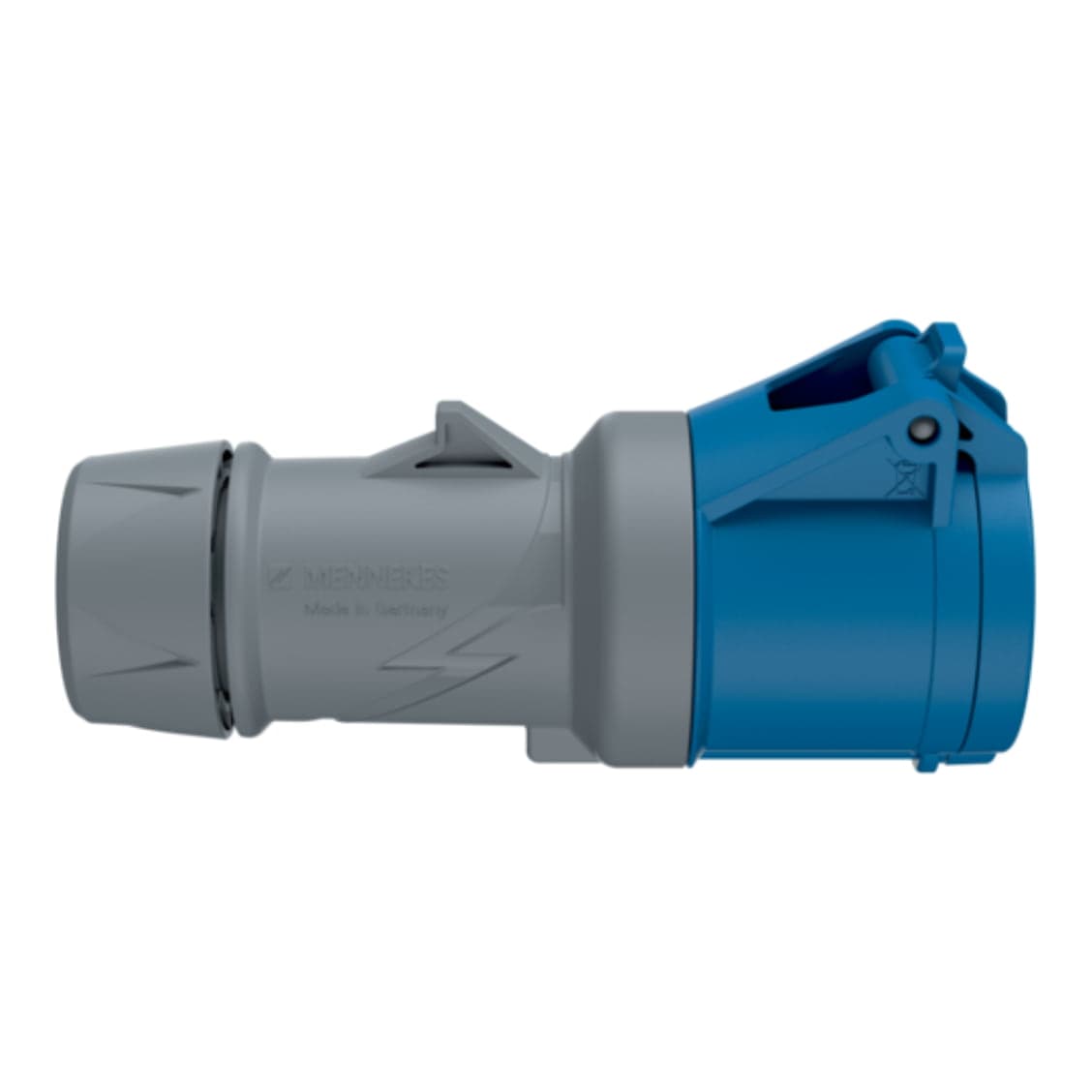 Toma aérea MENNEKES 3402 · 16A 2P+T 250V azul 6H IP44 (2 CUERPOS) ex 510