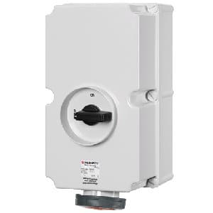 Toma visible MENNEKES 5691A · 125A 3P+T 415V con interruptor por enclavamiento mecánico rojo 6H I