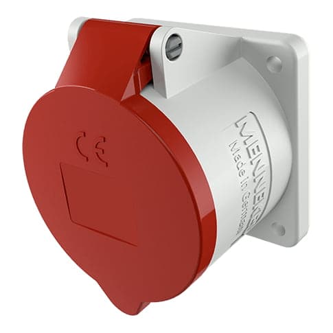 Toma empotrable MENNEKES 1276 · 32A 3P+N+T 415V rojo 6H IP44