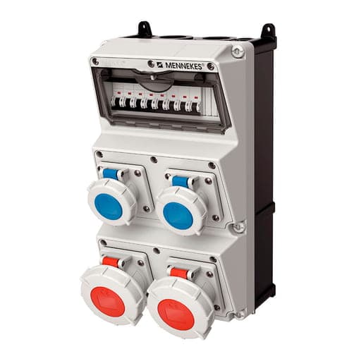 Caja combi MENNEKES 936522 · IP67 2 toma 32A 3P+T 415V 6H + 2 toma 16A 2P+T 250V 6H con 2 int