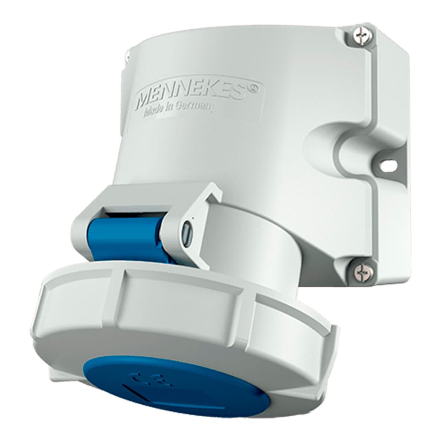 Toma visible MENNEKES 9351 · 32A 2P+T 250V azul 6H libre de halogeno IP67