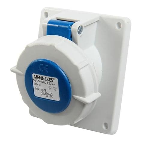 Toma empotrable MENNEKES 1478 · 16A 3P+T 250V azul 9H IP67