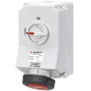 Toma visible MENNEKES 5110A · 63A 3P+T 415V con interruptor por enclavamiento mecánico rojo 6H IP
