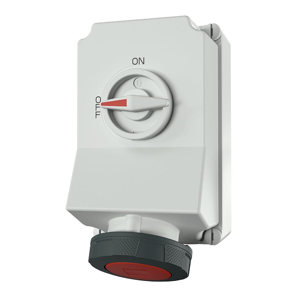 Toma visible MENNEKES 5111A · 63A 3P+T 500V 7H con inter. enclavamiento IP67