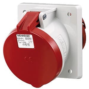 Toma empotrable MENNEKES 1155A · 63A 3P+N+T 415V rojo 6H IP44
